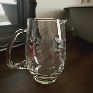 Very Clear Etched Small Pitcher